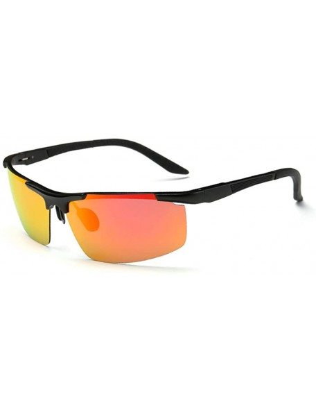 Rectangular Men's Dark Mirrored Sunglasses Polarized- Rectangular Rimless Sun Eyewear Fashion for Outdoor Sport - CP196ASTDKW...
