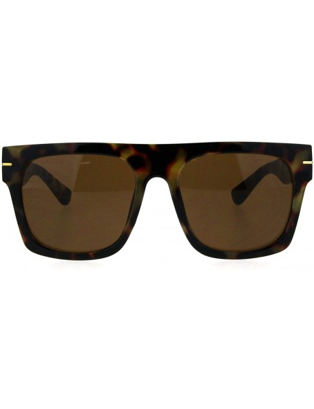 Oversized Vintage Retro Thick Plastic Flat Top Horn Rim Mob Sunglasses - Tortoise Brown - CU18QG3275Y $18.66