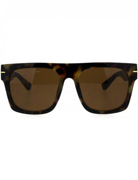 Oversized Vintage Retro Thick Plastic Flat Top Horn Rim Mob Sunglasses - Tortoise Brown - CU18QG3275Y $10.99