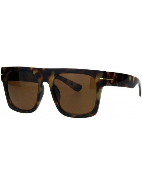 Oversized Vintage Retro Thick Plastic Flat Top Horn Rim Mob Sunglasses - Tortoise Brown - CU18QG3275Y $10.99