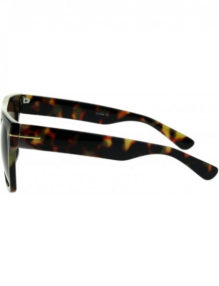 Oversized Vintage Retro Thick Plastic Flat Top Horn Rim Mob Sunglasses - Tortoise Brown - CU18QG3275Y $10.99