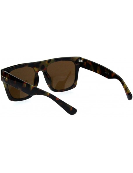 Oversized Vintage Retro Thick Plastic Flat Top Horn Rim Mob Sunglasses - Tortoise Brown - CU18QG3275Y $10.99