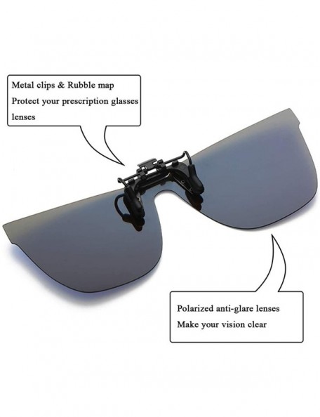Rimless Polarized Clip-on Sunglasses Over Prescription Glasses Anti-Glare UV Protection Flip-up Sun Glasses - Silver - C81960...