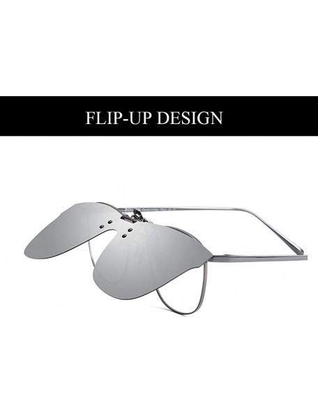 Rimless Polarized Clip-on Sunglasses Over Prescription Glasses Anti-Glare UV Protection Flip-up Sun Glasses - Silver - C81960...