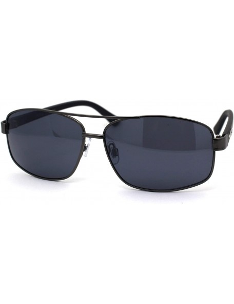 Rectangular Xloop Mens Metal Rim Narrow Rectangular Pilots Sunglasses - Gunmetal Matte Black - CI1966RAZ8G $15.10