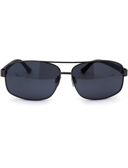 Rectangular Xloop Mens Metal Rim Narrow Rectangular Pilots Sunglasses - Gunmetal Matte Black - CI1966RAZ8G $15.10