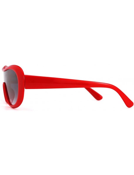 Goggle Women Classic Oval Sunglasses One Piece Design Clout Glasses B2579 - 04 Red - CZ19606TQGA $12.03