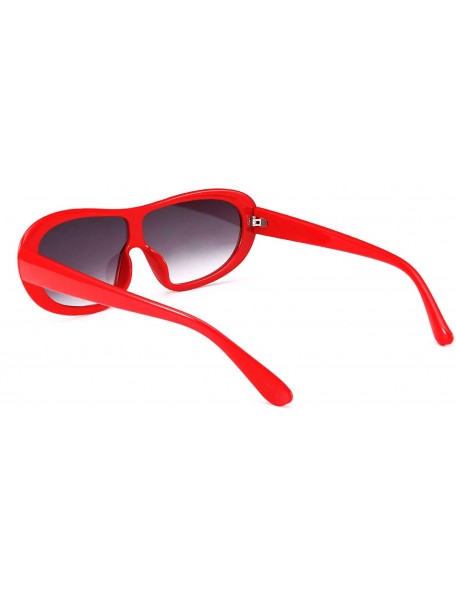 Goggle Women Classic Oval Sunglasses One Piece Design Clout Glasses B2579 - 04 Red - CZ19606TQGA $12.03