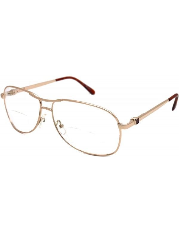 Aviator Vintage Classic Aviator Metal Reading Glasses - Gold / Clear Bi-focus Reading Glasses Rj8028cbf - CW12H48YU71 $20.68