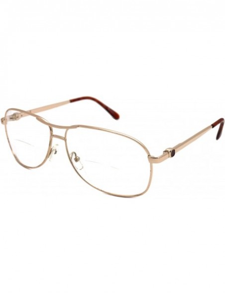 Aviator Vintage Classic Aviator Metal Reading Glasses - Gold / Clear Bi-focus Reading Glasses Rj8028cbf - CW12H48YU71 $20.68