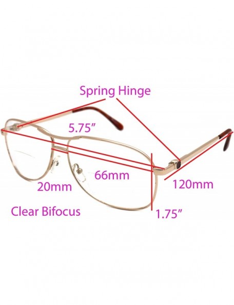 Aviator Vintage Classic Aviator Metal Reading Glasses - Gold / Clear Bi-focus Reading Glasses Rj8028cbf - CW12H48YU71 $20.68