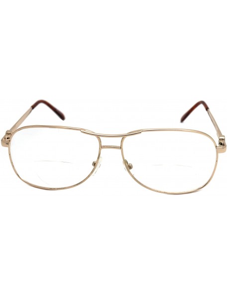 Aviator Vintage Classic Aviator Metal Reading Glasses - Gold / Clear Bi-focus Reading Glasses Rj8028cbf - CW12H48YU71 $20.68