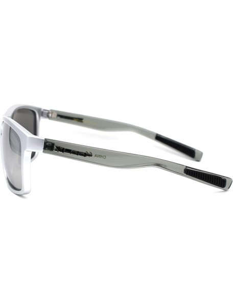 Oversized Oversize Rectangular Sport Horn Rim Mens Sunglasses - Silver Slate Silver Mirror - C9195ZUIY6I $14.96