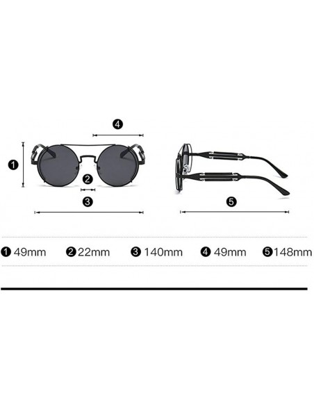 Round Vintage Punk Sunglasses Women Fasion Round Sunglasses Classic Black Goggle Sun Glasses Shades UV400 - CX1948OR6ZA $16.40