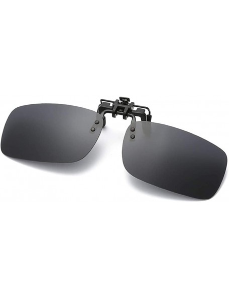 Rectangular Clip On Sunglasses Mens/Womens Flip-Up Polarised Sun Lenses For Driving/Fishing - Color1 - CS18OX4E4OR $8.89