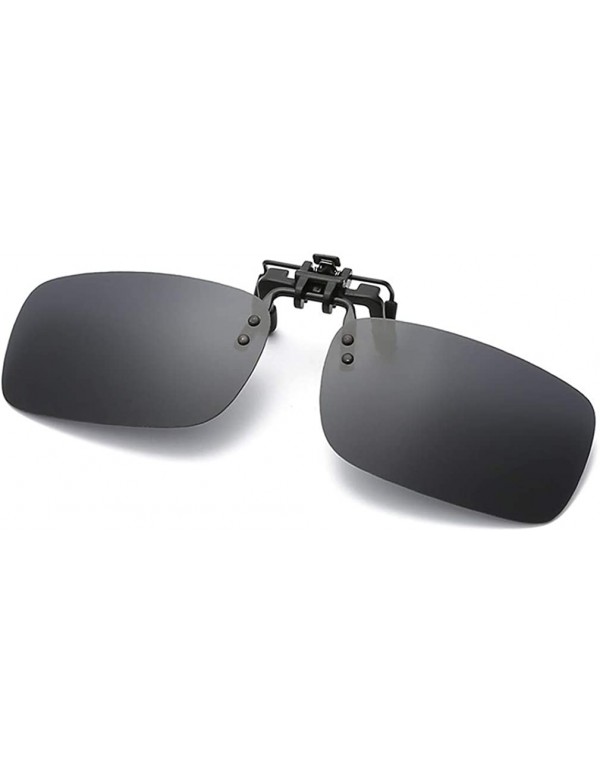 Rectangular Clip On Sunglasses Mens/Womens Flip-Up Polarised Sun Lenses For Driving/Fishing - Color1 - CS18OX4E4OR $8.89