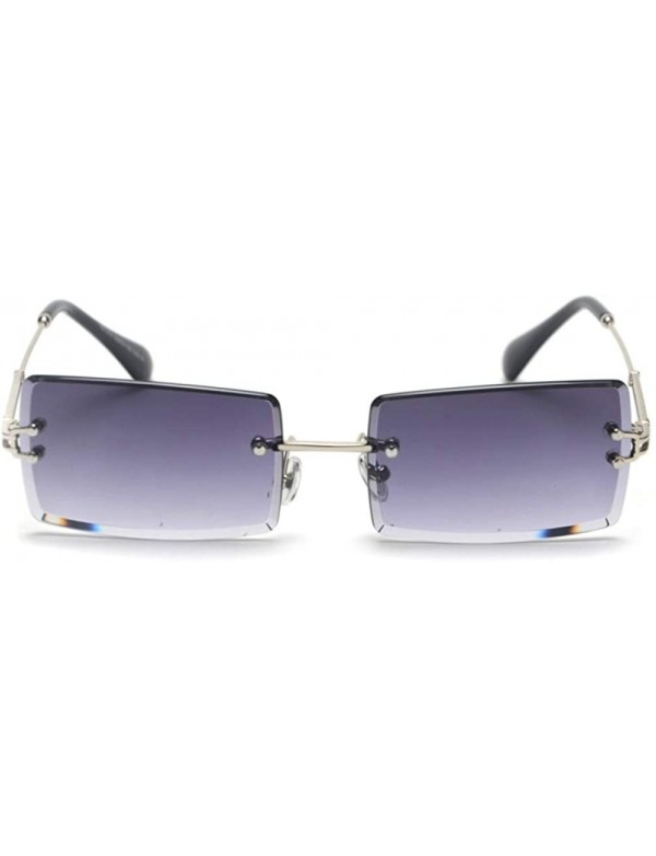 Square Fashion Rectangle Rimless Gradient Sunglasses Women Reduce Surface Reflections Sun Glasses - Grey - CP18TW2K8GM $14.87