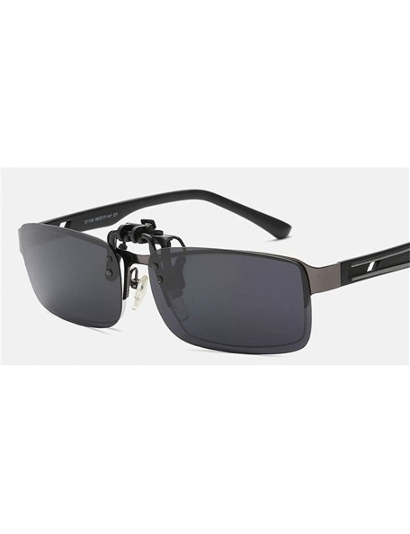 Rectangular Clip On Sunglasses Mens/Womens Flip-Up Polarised Sun Lenses For Driving/Fishing - Color1 - CS18OX4E4OR $8.89