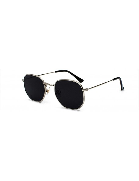 Square Vintage Gold Sunglasses Men Square Metal Frame Silver Brown Black Small Sun Glasses Female Unisex Summer Style - CA197...