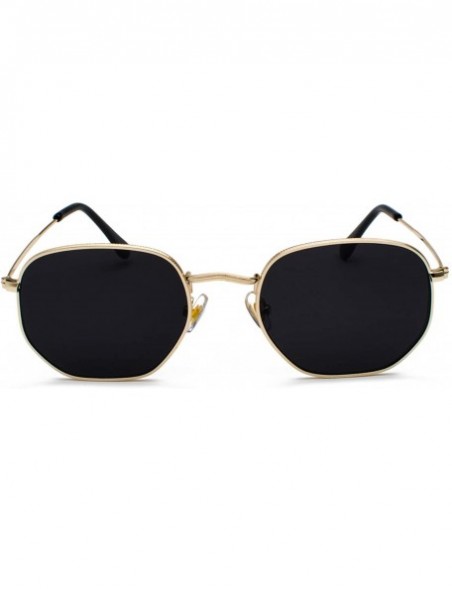 Square Vintage Gold Sunglasses Men Square Metal Frame Silver Brown Black Small Sun Glasses Female Unisex Summer Style - CA197...