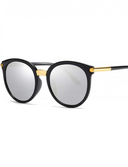 Round New Vintage Black Cat Eye Sunglasses Women Fashion Er Mirror Cateye Sun Glasses Female Shades UV400 - Pink - CB199CIYL9...