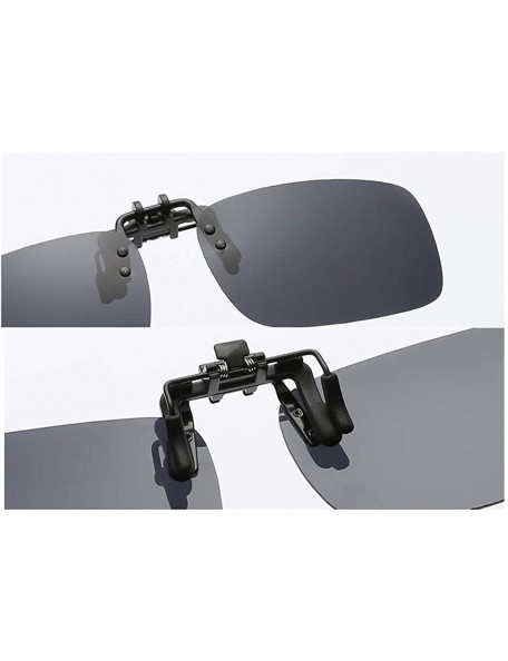 Rectangular Clip On Sunglasses Mens/Womens Flip-Up Polarised Sun Lenses For Driving/Fishing - Color1 - CS18OX4E4OR $8.89