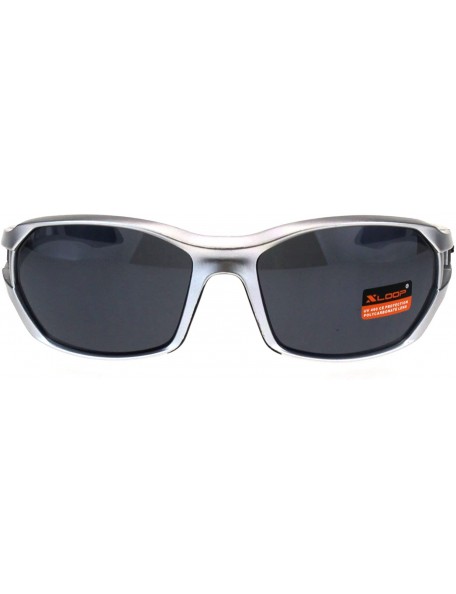 Wrap Xloop Mens Sunglasses Matted Oval Wrap Around Sports Shades UV 400 - Silver Black - CR18GLTN4LX $10.04