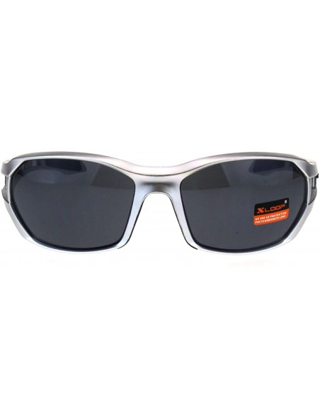 Wrap Xloop Mens Sunglasses Matted Oval Wrap Around Sports Shades UV 400 - Silver Black - CR18GLTN4LX $10.04