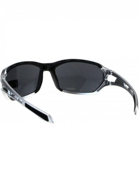 Wrap Xloop Mens Sunglasses Matted Oval Wrap Around Sports Shades UV 400 - Silver Black - CR18GLTN4LX $10.04