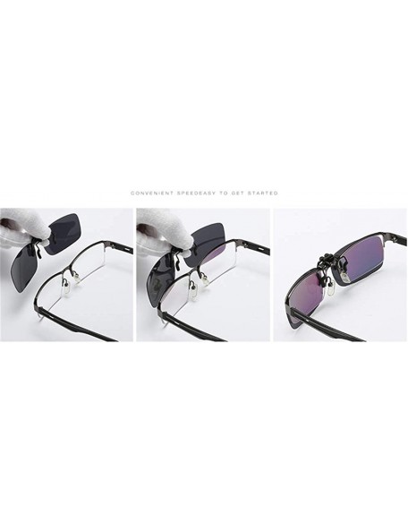 Rectangular Clip On Sunglasses Mens/Womens Flip-Up Polarised Sun Lenses For Driving/Fishing - Color1 - CS18OX4E4OR $8.89