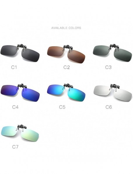 Rectangular Clip On Sunglasses Mens/Womens Flip-Up Polarised Sun Lenses For Driving/Fishing - Color1 - CS18OX4E4OR $8.89