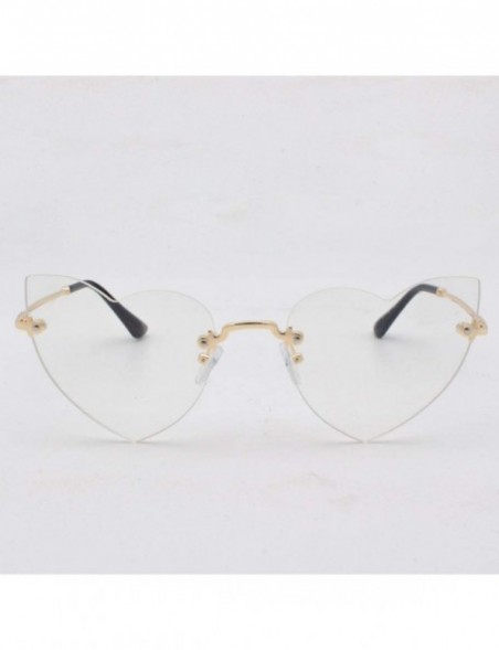 Goggle Heart Shaped Rimless Sunglasses Candy Color Eyewear Lightweight Sunglasses Mirrored Lens Fashion Goggle Eyewear - CD19...