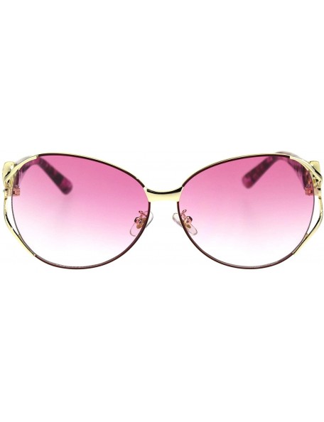 Butterfly Fox Tail Jewel Brouche Hinge Designer Metal Rim Sunglasses - Black Burgundy Red - CE18R2LKOI9 $27.27