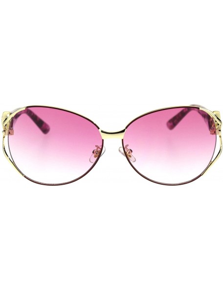 Butterfly Fox Tail Jewel Brouche Hinge Designer Metal Rim Sunglasses - Black Burgundy Red - CE18R2LKOI9 $13.46