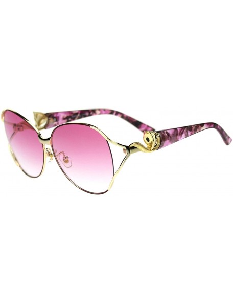 Butterfly Fox Tail Jewel Brouche Hinge Designer Metal Rim Sunglasses - Black Burgundy Red - CE18R2LKOI9 $13.46