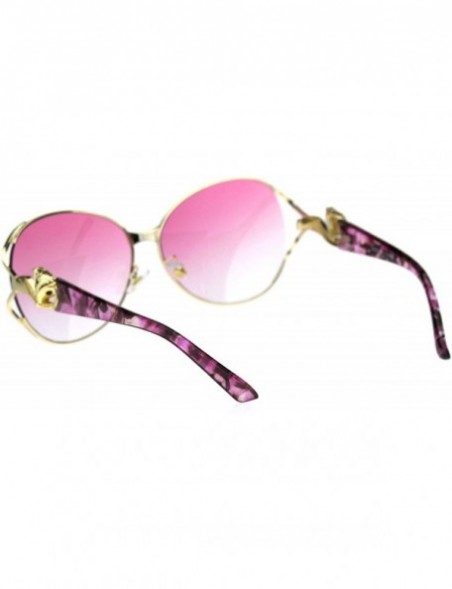 Butterfly Fox Tail Jewel Brouche Hinge Designer Metal Rim Sunglasses - Black Burgundy Red - CE18R2LKOI9 $13.46