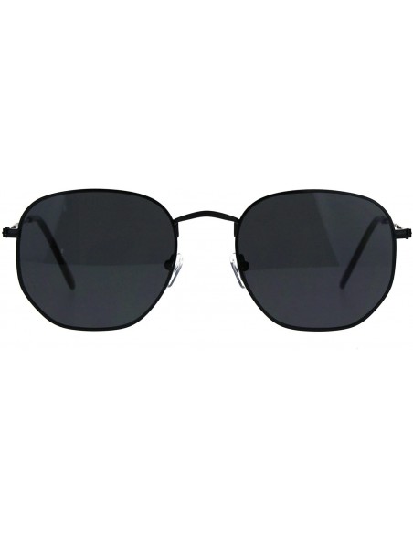 Oversized Classy Vintage Fashion Sunglasses Thin Metal Hexagon Shape Frame UV 400 - Black (Black) - CM1894O6OLW $8.20