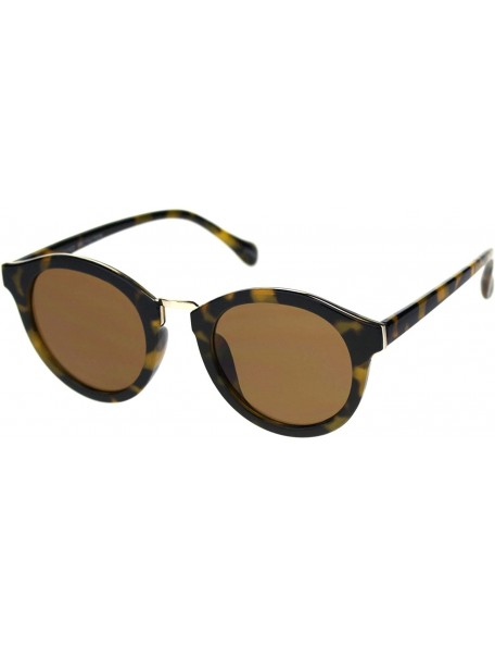 Round Womens Stylish Sunglasses Round Keyhole Metal Bridge Top Accent UV 400 - Tortoise (Brown) - CN18UO2623M $10.67