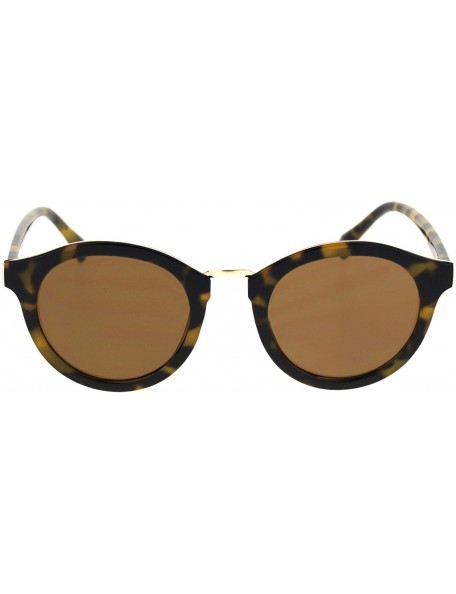 Round Womens Stylish Sunglasses Round Keyhole Metal Bridge Top Accent UV 400 - Tortoise (Brown) - CN18UO2623M $10.67