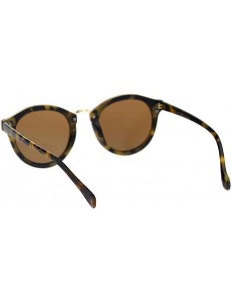 Round Womens Stylish Sunglasses Round Keyhole Metal Bridge Top Accent UV 400 - Tortoise (Brown) - CN18UO2623M $10.67