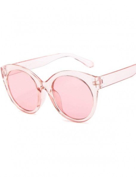 Cat Eye New Vintage Pink Cat Eye Sunglasses Women Mirror Cateye Round Sun Glasses For Female Shades UV400 - Pink - CP18W7C5TG...