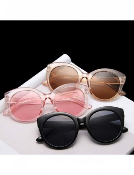 Cat Eye New Vintage Pink Cat Eye Sunglasses Women Mirror Cateye Round Sun Glasses For Female Shades UV400 - Pink - CP18W7C5TG...