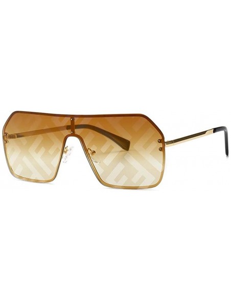 Shield Oversized Sunglasses Fashion Sun Glasses Woman Retro Glasses Square Rimless Shield Sunglasses - No.6 - CN18T0YGEAN $12.56