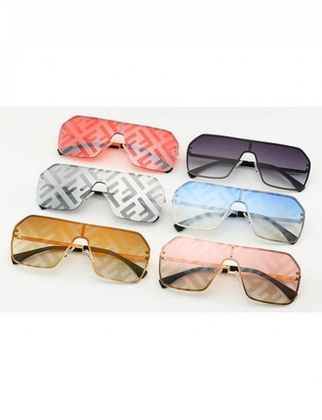 Shield Oversized Sunglasses Fashion Sun Glasses Woman Retro Glasses Square Rimless Shield Sunglasses - No.6 - CN18T0YGEAN $12.56