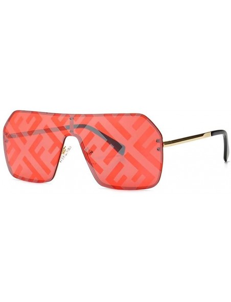 Shield Oversized Sunglasses Fashion Sun Glasses Woman Retro Glasses Square Rimless Shield Sunglasses - No.6 - CN18T0YGEAN $12.56