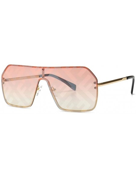 Shield Oversized Sunglasses Fashion Sun Glasses Woman Retro Glasses Square Rimless Shield Sunglasses - No.6 - CN18T0YGEAN $12.56