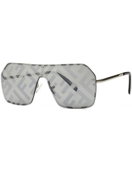 Shield Oversized Sunglasses Fashion Sun Glasses Woman Retro Glasses Square Rimless Shield Sunglasses - No.6 - CN18T0YGEAN $12.56
