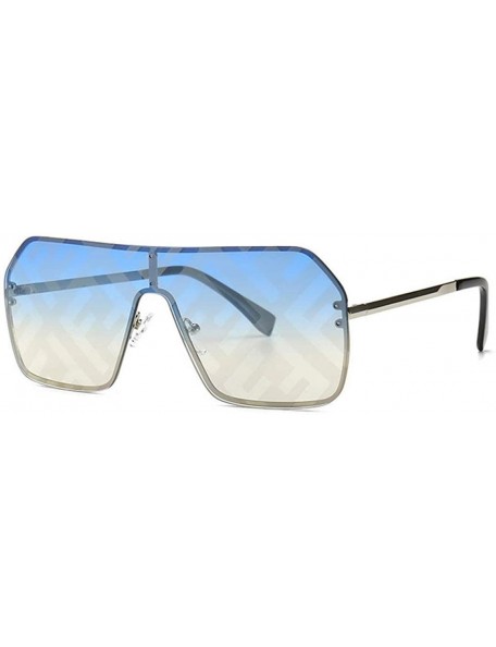 Shield Oversized Sunglasses Fashion Sun Glasses Woman Retro Glasses Square Rimless Shield Sunglasses - No.6 - CN18T0YGEAN $12.56