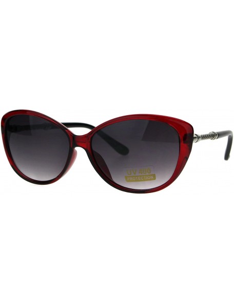Oversized Womens Oversize Cat Eye Designer Fashion Jewel Arm Sunglasses - Red Smoke - CZ18755LRMX $13.75