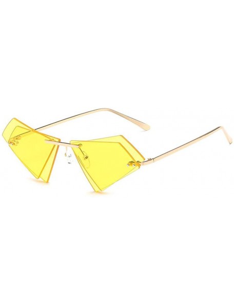 Rimless Women Fashion Sunglasses Double Triangular Ocean Slice Sunglasses With Case UV400 Protection - CX18XD98N7O $11.59